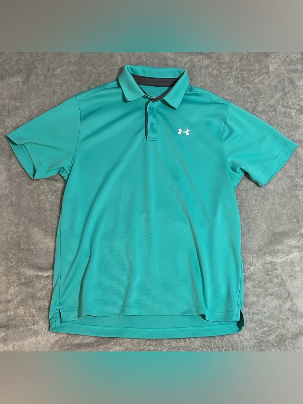 Under Armour Men’s Tech Golf Polo Shirt L Turquoise Teal HeatGear Performance